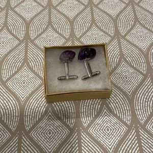 Custom Amethyst Stone Cufflinks - 1 Set